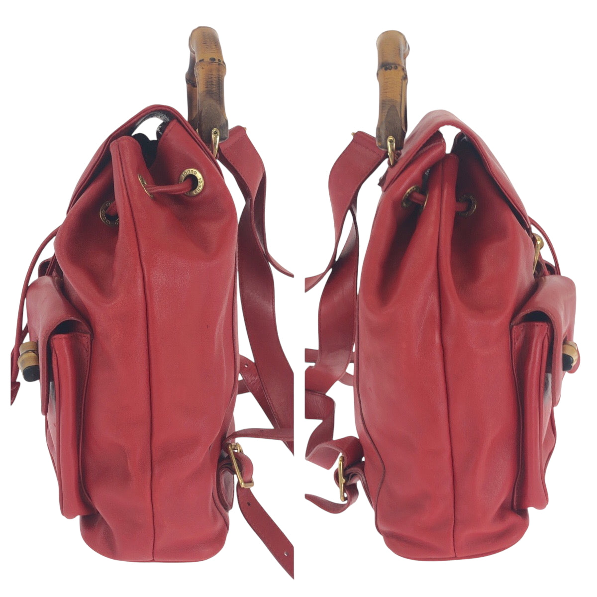 16519
GUCCI グッチ バンブー レッド ブラウン ゴールド金具 レザー 003 2058 0016 リュックサック バックパック  レディース ABP42