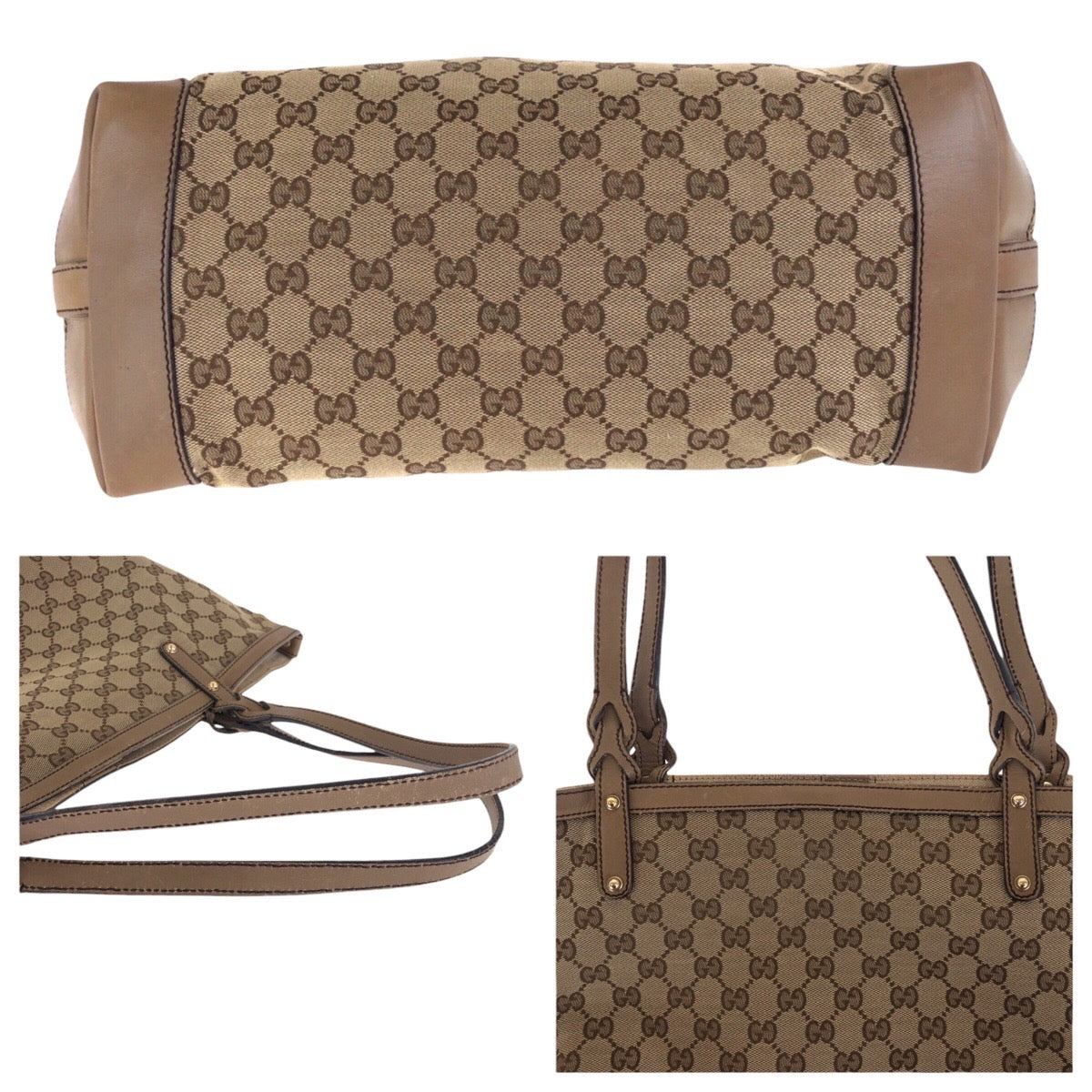 16520
GUCCI グッチ ブラウン ゴールド金具 GGキャンバス / レザー 247209 トートバッグ ショルダーバッグ  レディース
