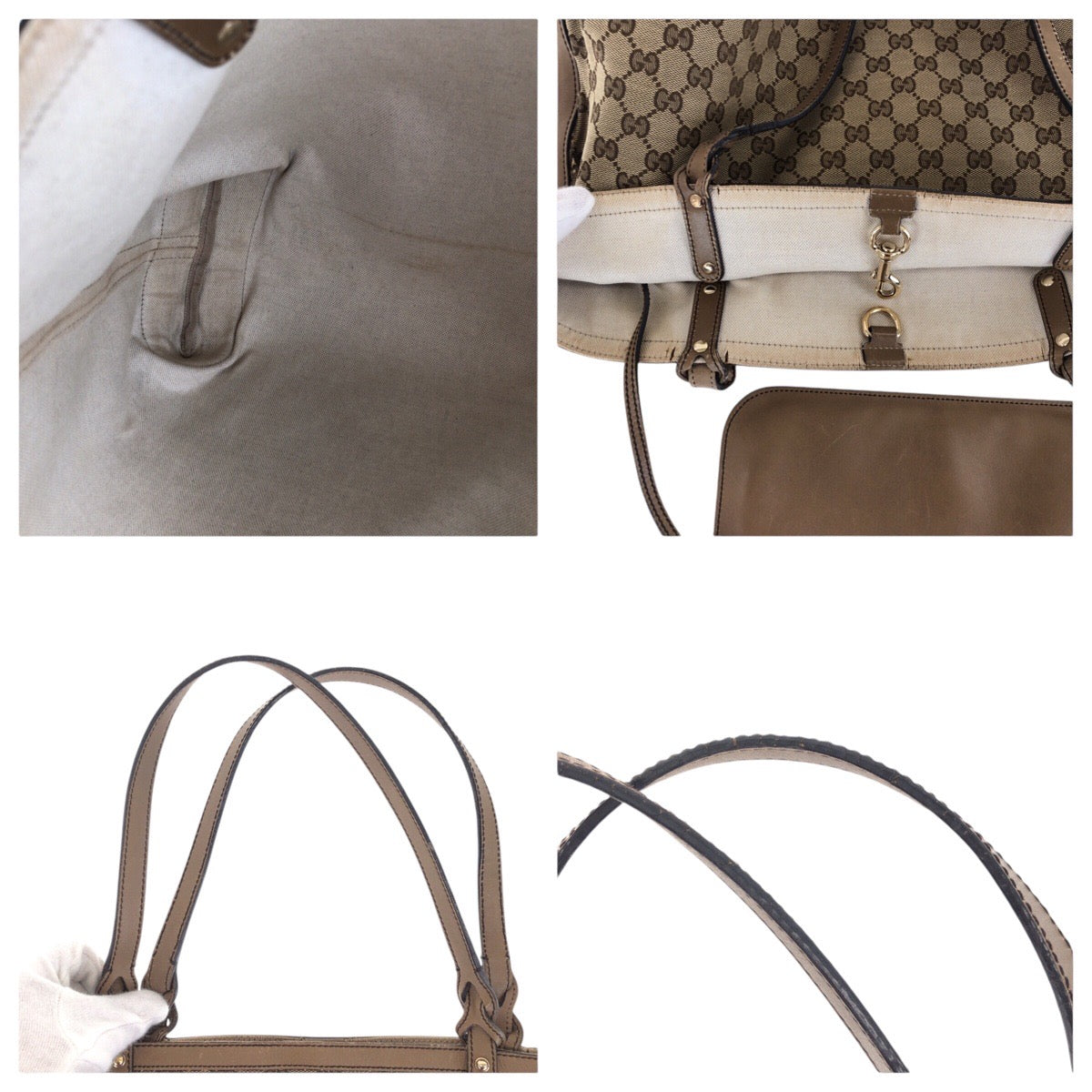 16520
GUCCI グッチ ブラウン ゴールド金具 GGキャンバス / レザー 247209 トートバッグ ショルダーバッグ  レディース