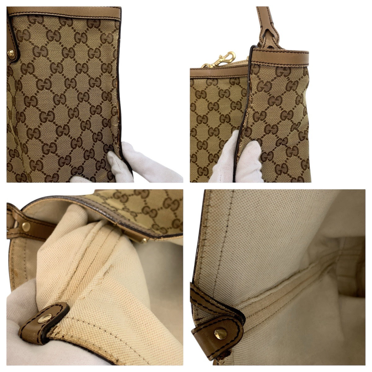16520
GUCCI グッチ ブラウン ゴールド金具 GGキャンバス / レザー 247209 トートバッグ ショルダーバッグ  レディース