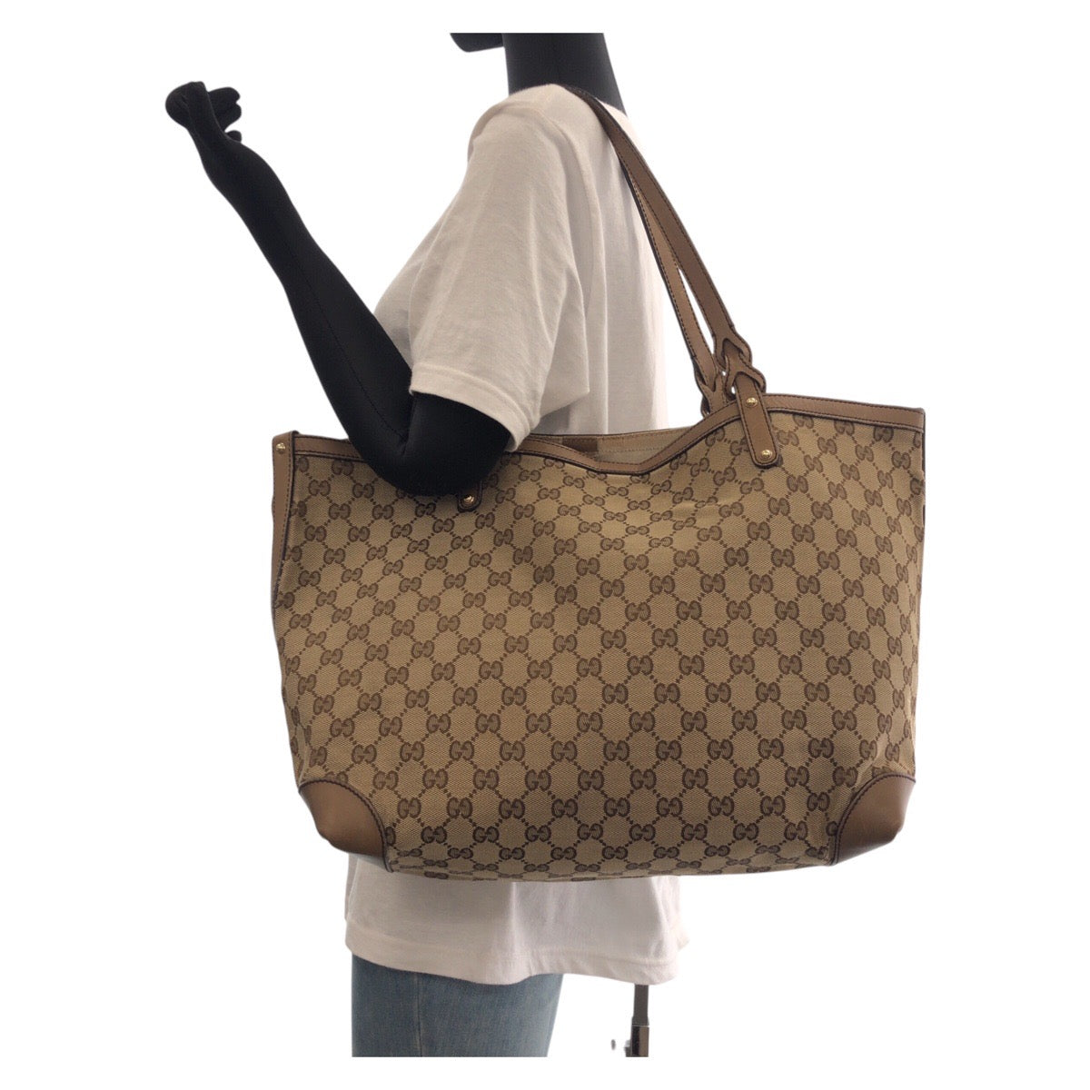 16520
GUCCI グッチ ブラウン ゴールド金具 GGキャンバス / レザー 247209 トートバッグ ショルダーバッグ  レディース
