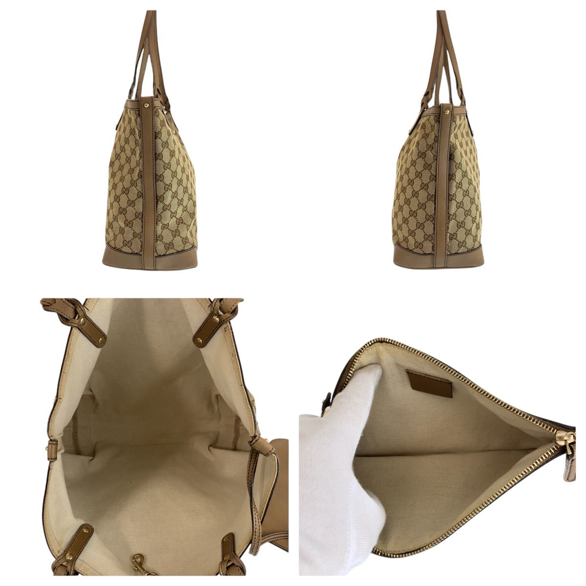 16520
GUCCI グッチ ブラウン ゴールド金具 GGキャンバス / レザー 247209 トートバッグ ショルダーバッグ  レディース
