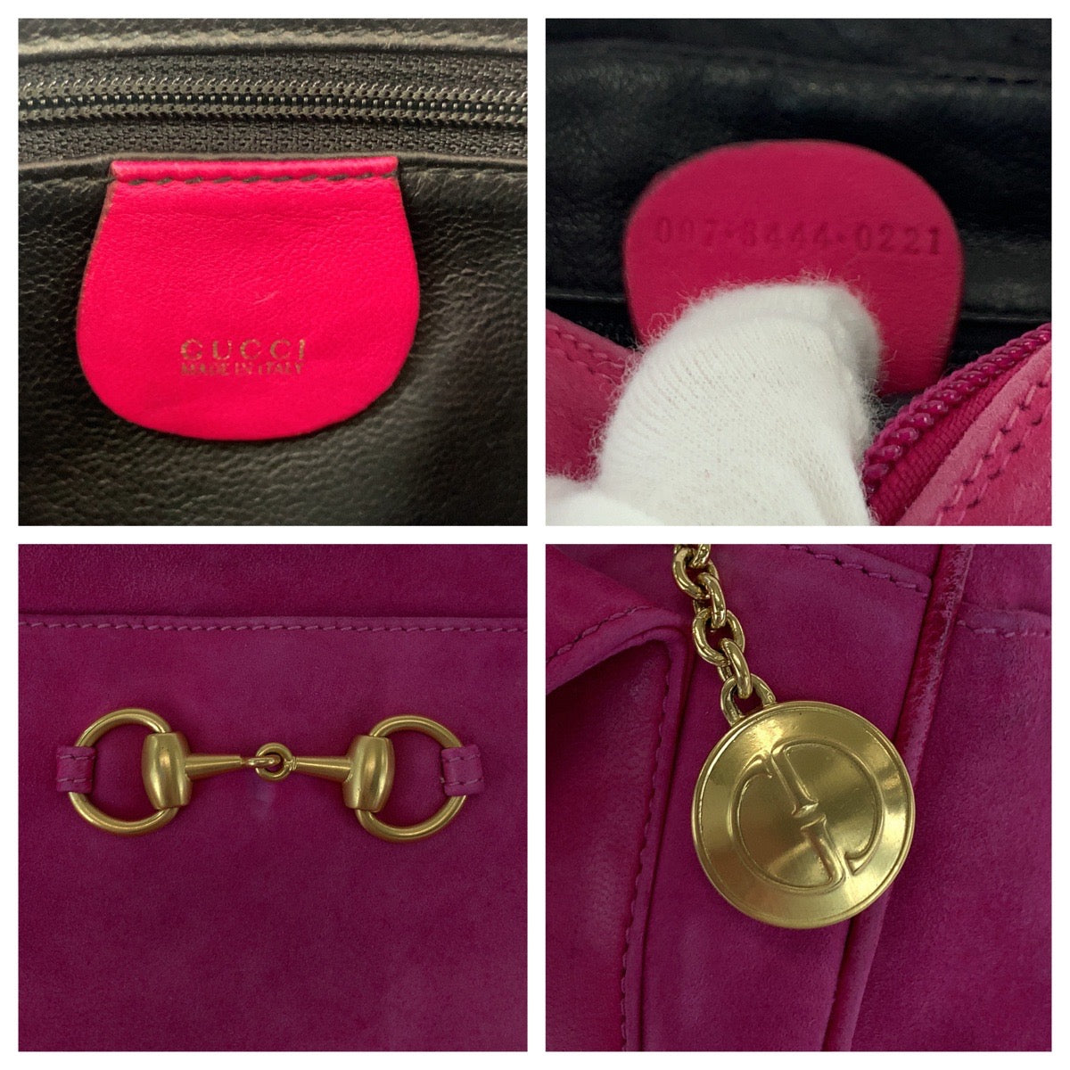 16521
GUCCI グッチ ヴィンテージ オールドグッチ ホースビット ピンク ゴールド金具 スウェード 007 3444 0221 ショルダーバッグ ポシェット  レディース