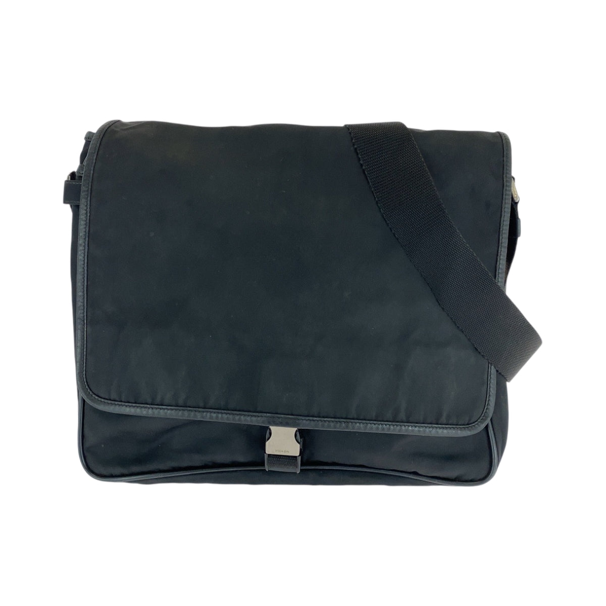 16522
PRADA プラダ テスート 三角ロゴプレート ブラック 黒 シルバー金具 ナイロン V166 ショルダーバッグ メッセンジャーバッグ  レディース AB32