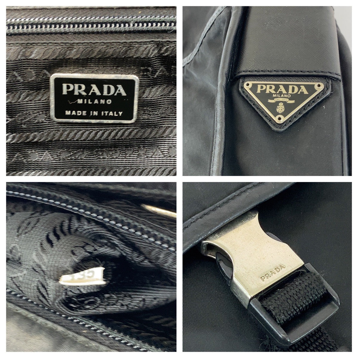 16522
PRADA プラダ テスート 三角ロゴプレート ブラック 黒 シルバー金具 ナイロン V166 ショルダーバッグ メッセンジャーバッグ  レディース AB32
