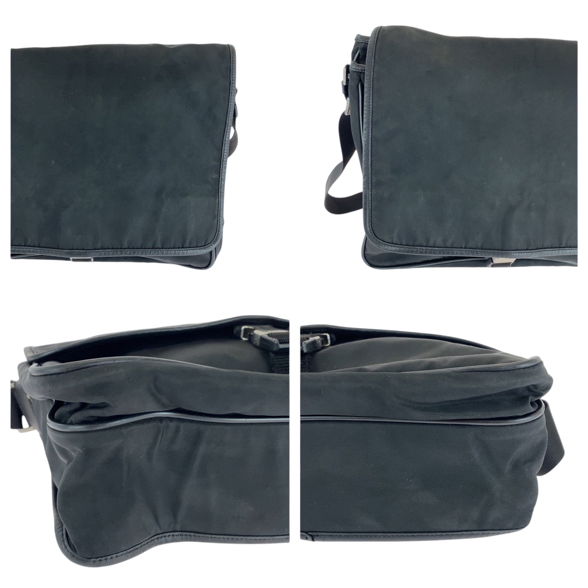 16522
PRADA プラダ テスート 三角ロゴプレート ブラック 黒 シルバー金具 ナイロン V166 ショルダーバッグ メッセンジャーバッグ  レディース AB32