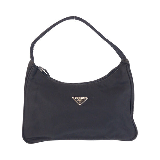 16524
PRADA プラダ テスート 三角ロゴプレート ブラック 黒 シルバー金具 ナイロン ハンドバッグ アクセサリーポーチ  レディース