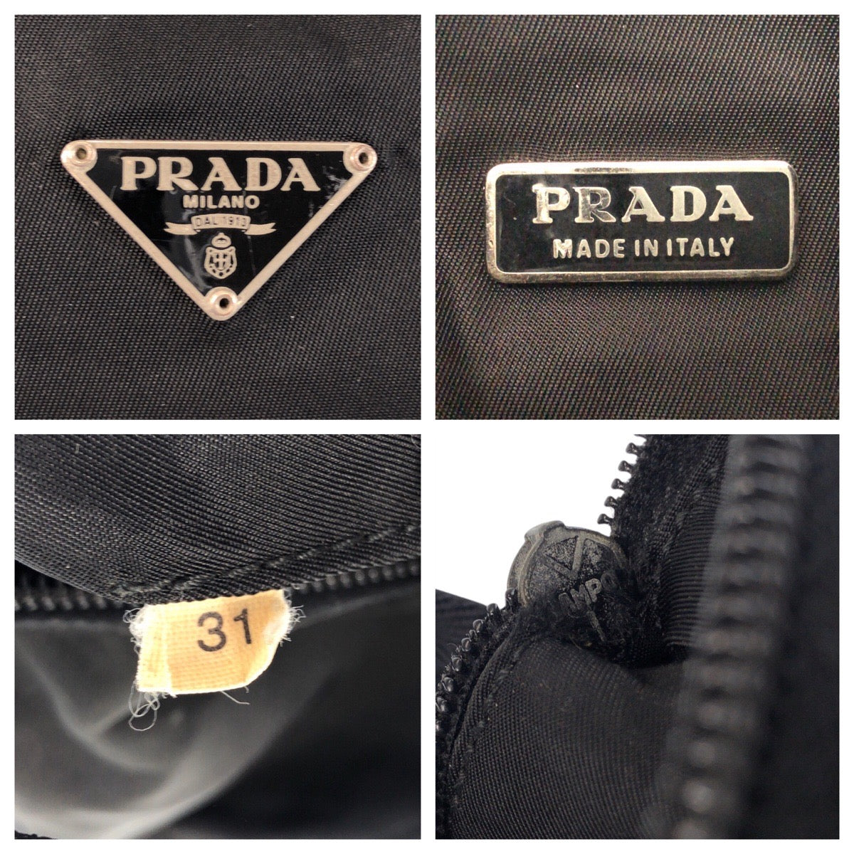 16524
PRADA プラダ テスート 三角ロゴプレート ブラック 黒 シルバー金具 ナイロン ハンドバッグ アクセサリーポーチ  レディース