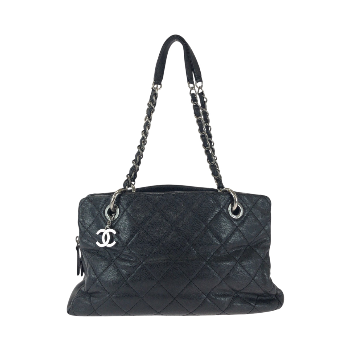 16525
CHANEL シャネル マトラッセ ココマーク ブラック 黒 シルバー金具 キャビアスキン チェーントートバッグ ショルダーバッグ  レディース