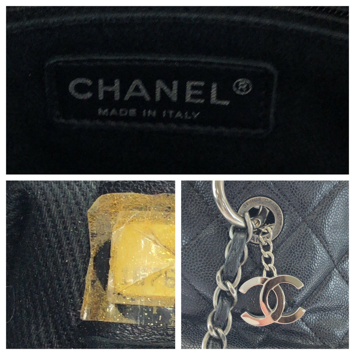 16525
CHANEL シャネル マトラッセ ココマーク ブラック 黒 シルバー金具 キャビアスキン チェーントートバッグ ショルダーバッグ  レディース