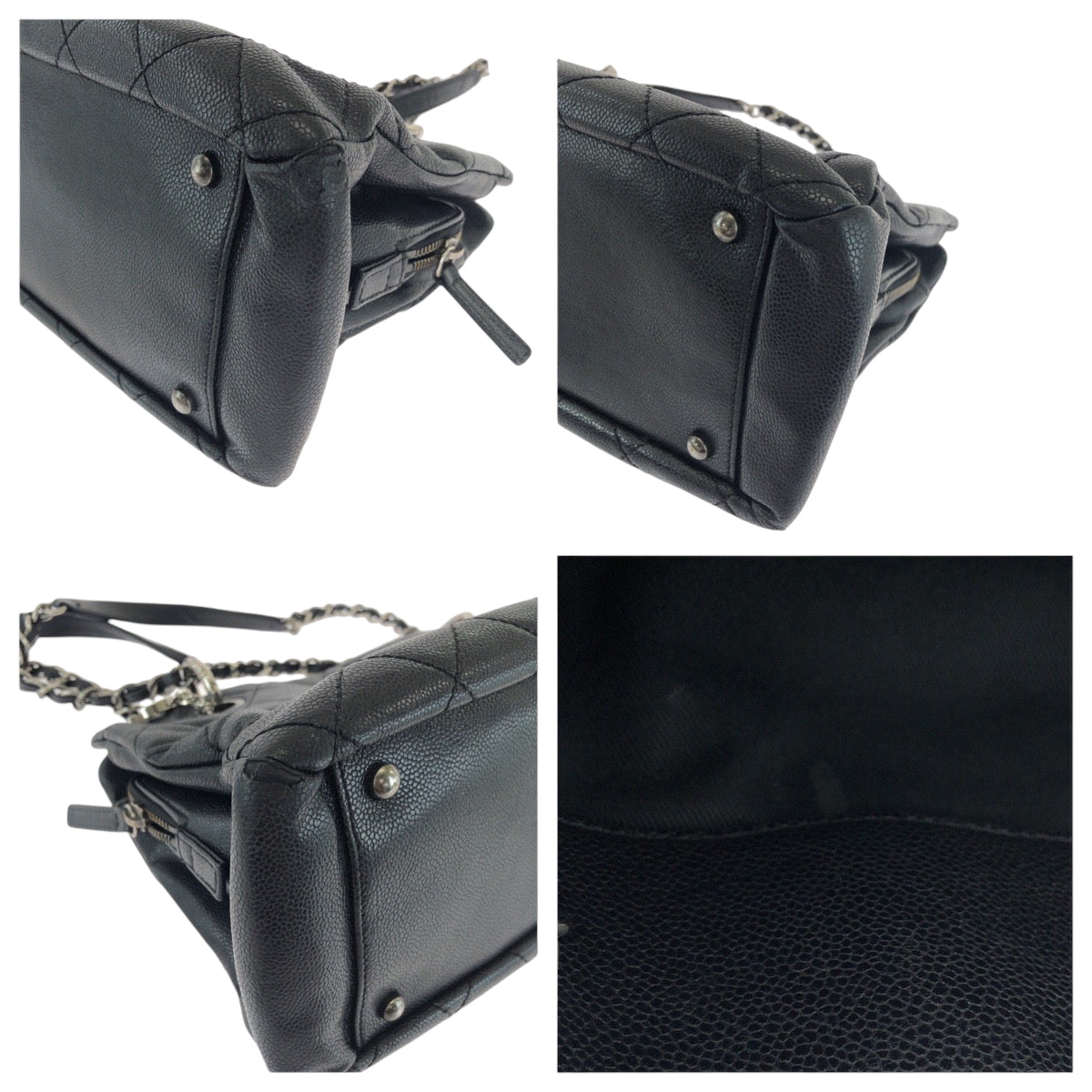 16525
CHANEL シャネル マトラッセ ココマーク ブラック 黒 シルバー金具 キャビアスキン チェーントートバッグ ショルダーバッグ  レディース