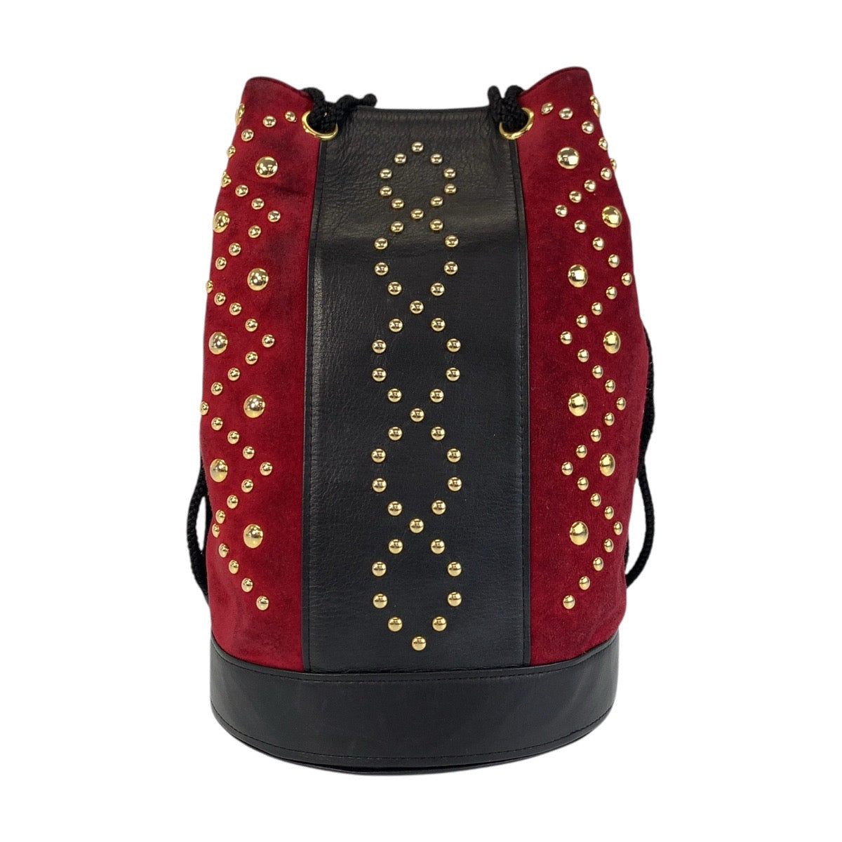 16526
YVES SAINT LAURENT イヴ サンローラン ヴィンテージ YSL レッド ブラック 黒 ゴールド金具 スウェード / レザー ショルダーバッグ ポシェット  レディース ABP48
