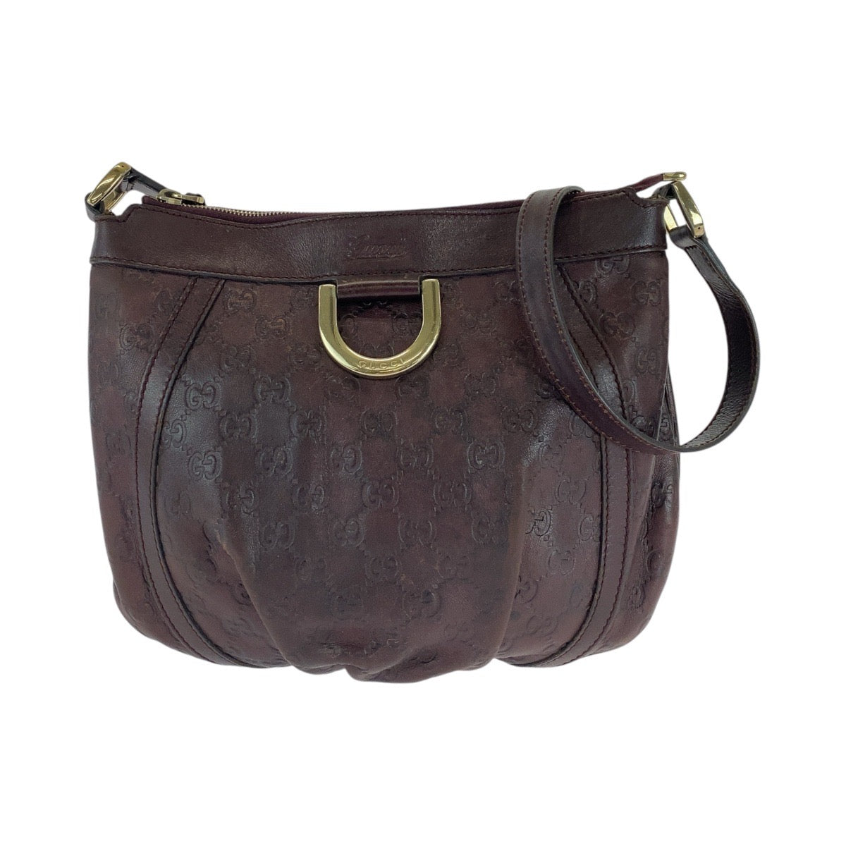 16530
GUCCI グッチ アビー グッチシマ ブラウン ゴールド金具 レザー 203257 ショルダーバッグ ポシェット  レディース AB32