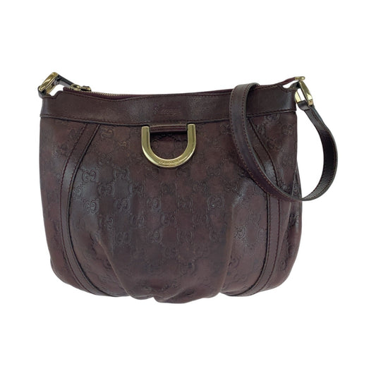 16530
GUCCI グッチ アビー グッチシマ ブラウン ゴールド金具 レザー 203257 ショルダーバッグ ポシェット  レディース AB32