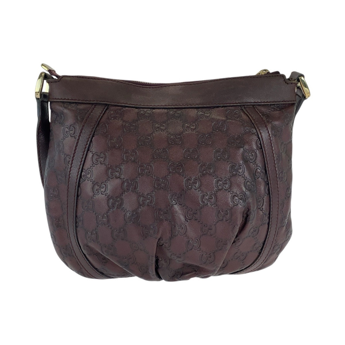 16530
GUCCI グッチ アビー グッチシマ ブラウン ゴールド金具 レザー 203257 ショルダーバッグ ポシェット  レディース AB32