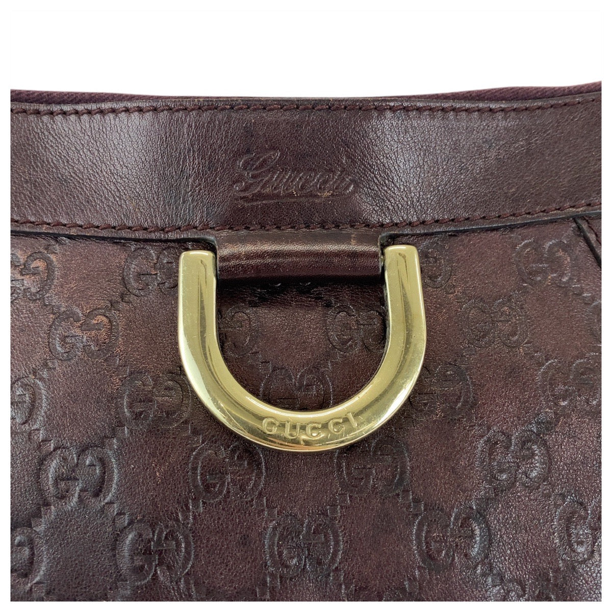 16530
GUCCI グッチ アビー グッチシマ ブラウン ゴールド金具 レザー 203257 ショルダーバッグ ポシェット  レディース AB32