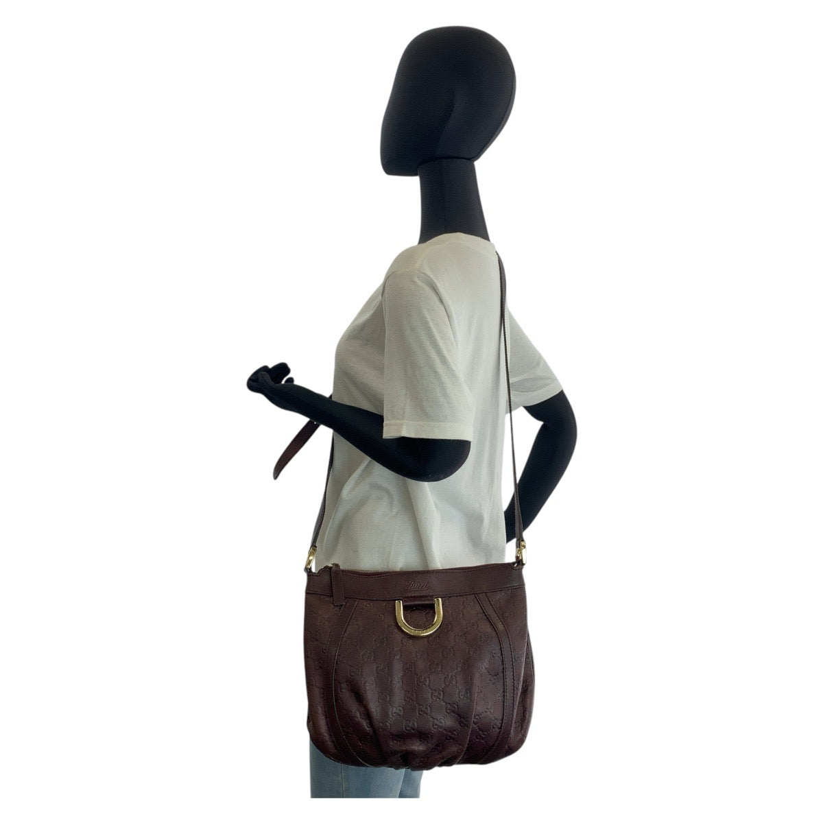 16530
GUCCI グッチ アビー グッチシマ ブラウン ゴールド金具 レザー 203257 ショルダーバッグ ポシェット  レディース AB32