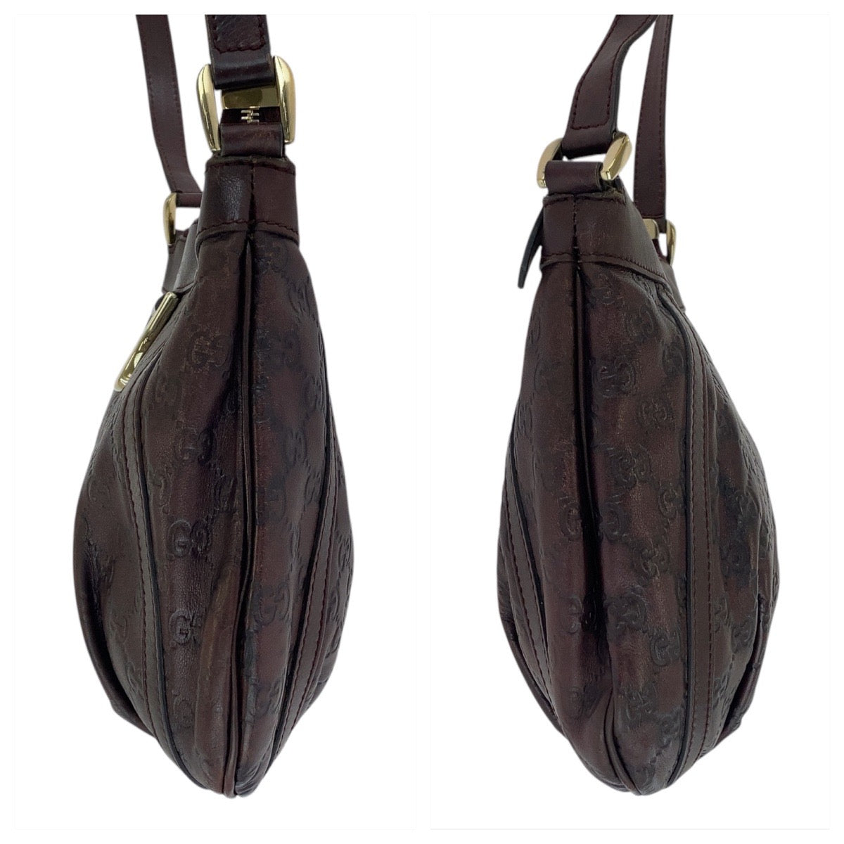 16530
GUCCI グッチ アビー グッチシマ ブラウン ゴールド金具 レザー 203257 ショルダーバッグ ポシェット  レディース AB32