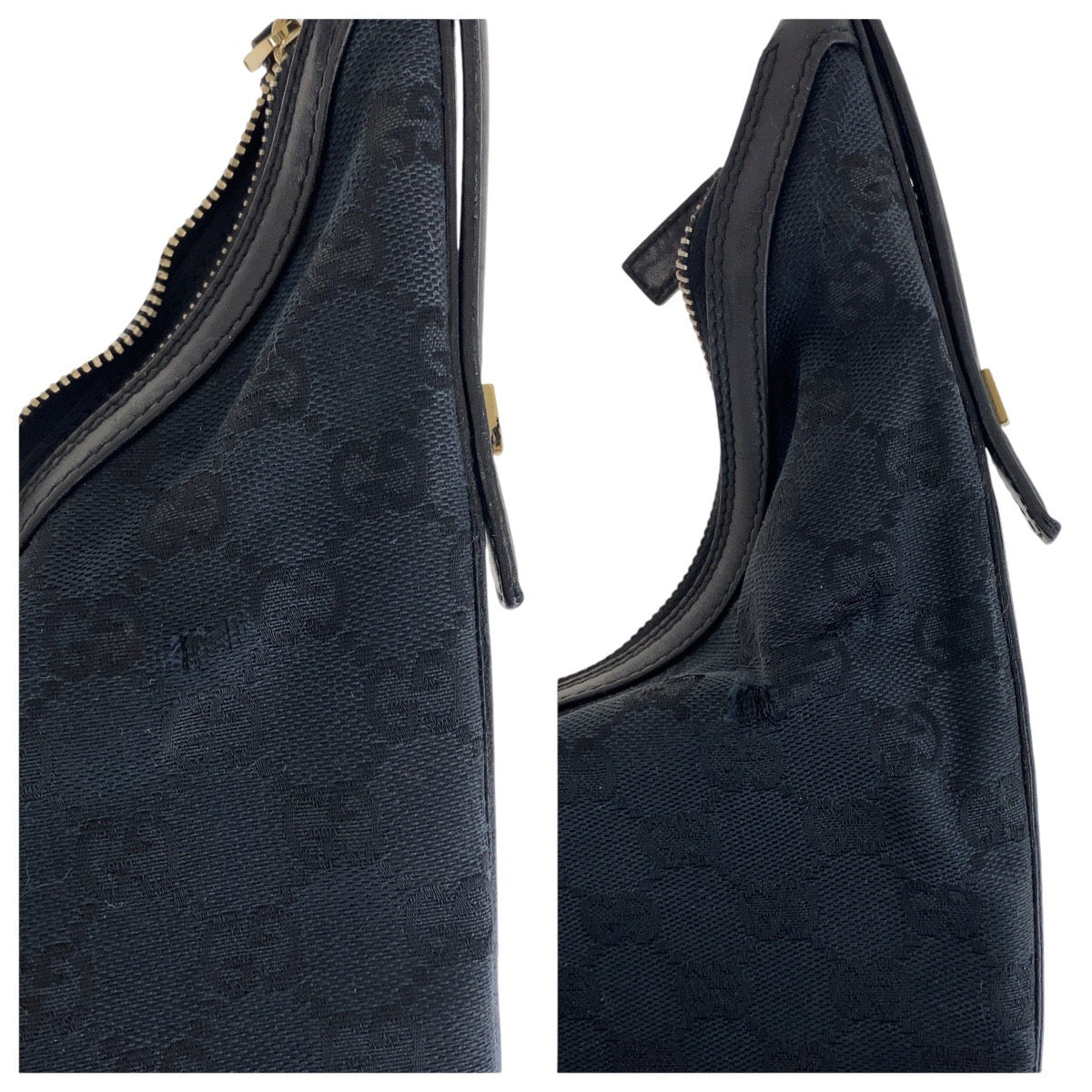 16531
GUCCI グッチ ブラック 黒 ゴールド金具 GGキャンバス / レザー 001 4288 ショルダーバッグ ハンドバッグ  レディース AB33
