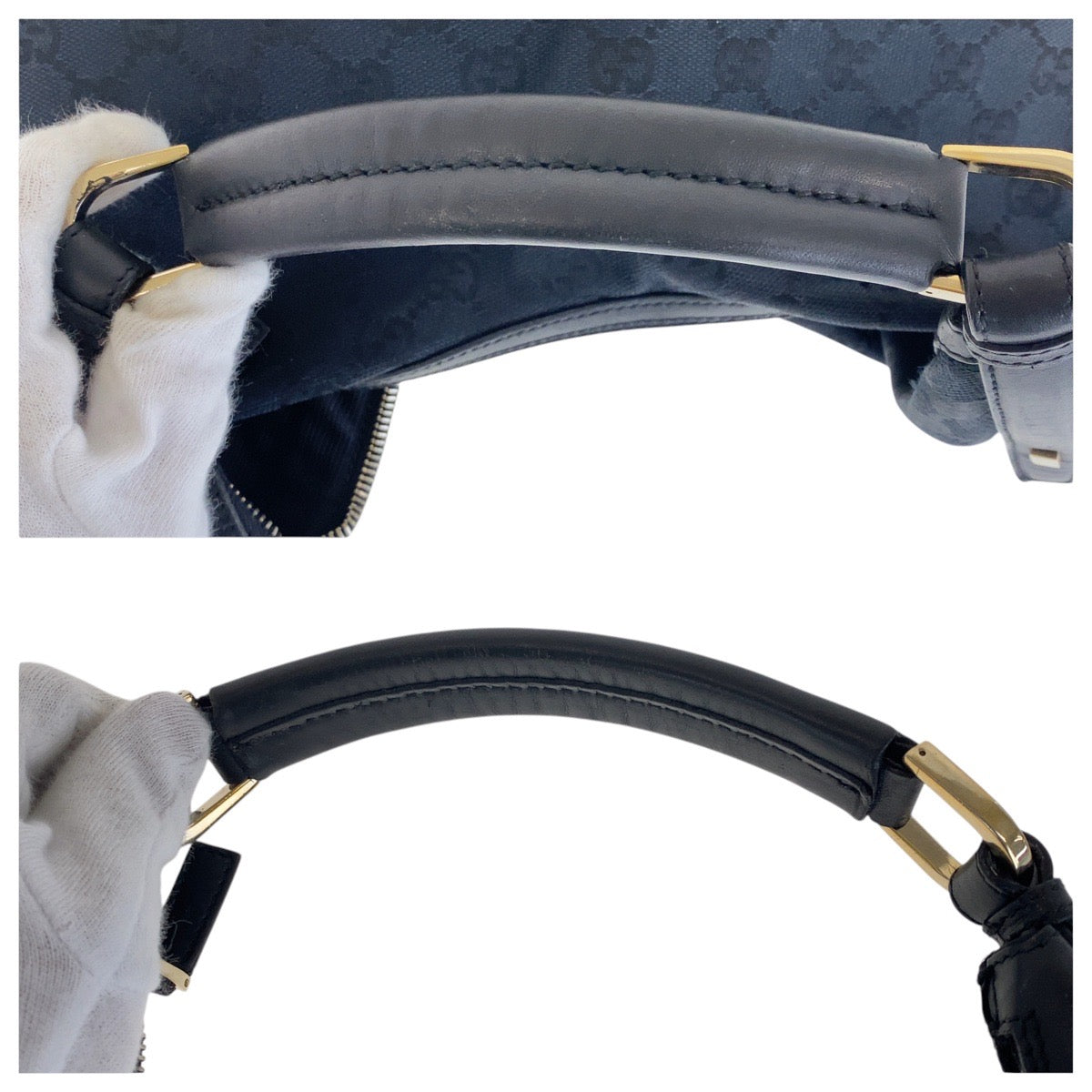 16531
GUCCI グッチ ブラック 黒 ゴールド金具 GGキャンバス / レザー 001 4288 ショルダーバッグ ハンドバッグ  レディース AB33