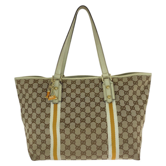16532
GUCCI グッチ シェリーライン ベージュ アイボリー ゴールド金具 GGキャンバス / レザー 139260 トートバッグ ショルダーバッグ  レディース