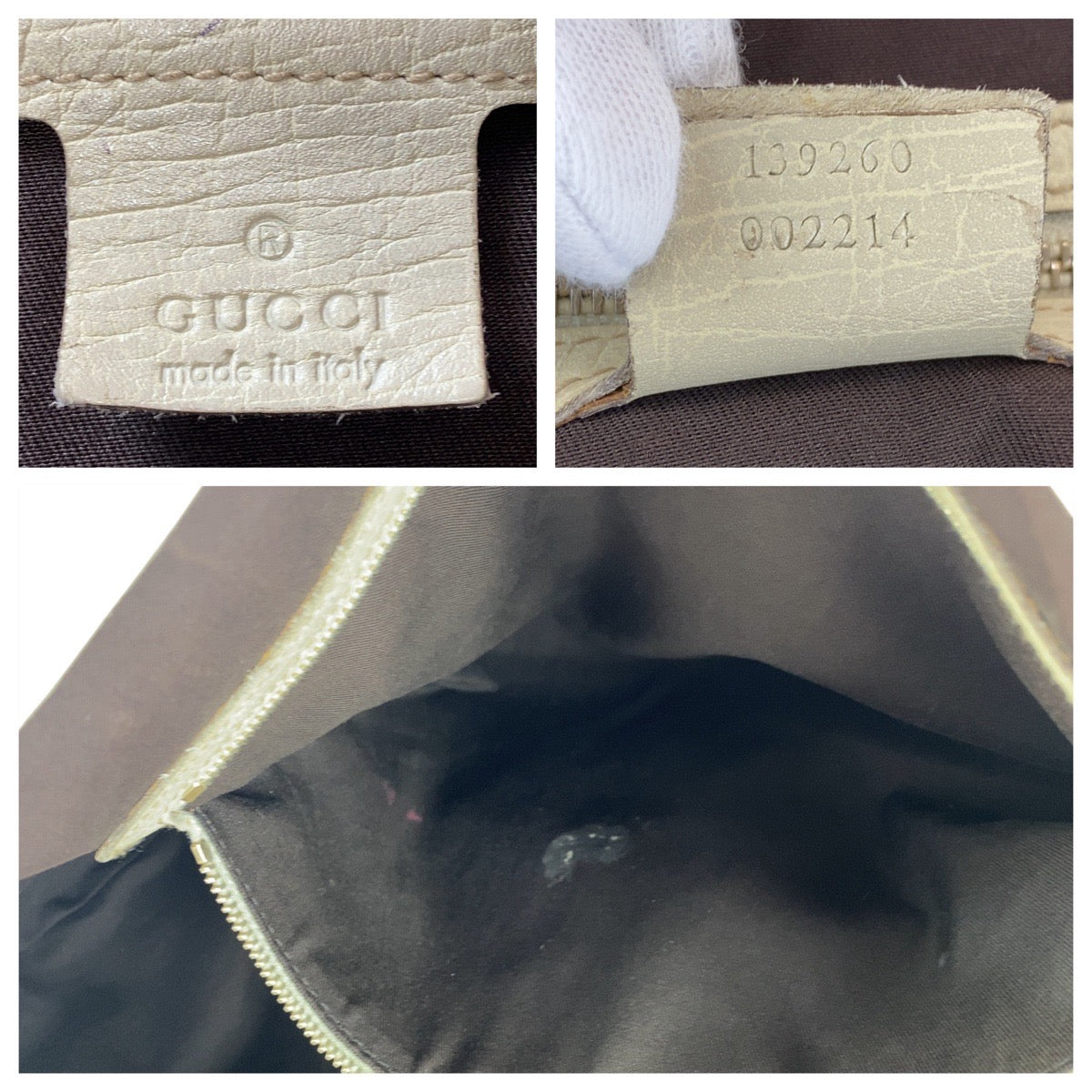 16532
GUCCI グッチ シェリーライン ベージュ アイボリー ゴールド金具 GGキャンバス / レザー 139260 トートバッグ ショルダーバッグ  レディース