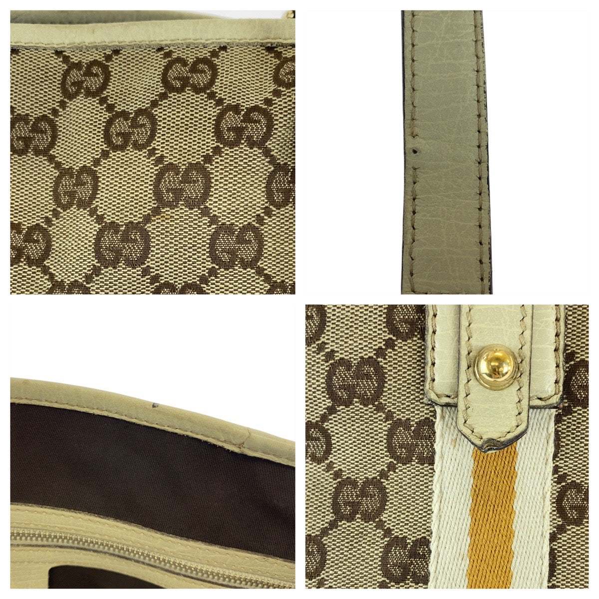 16532
GUCCI グッチ シェリーライン ベージュ アイボリー ゴールド金具 GGキャンバス / レザー 139260 トートバッグ ショルダーバッグ  レディース