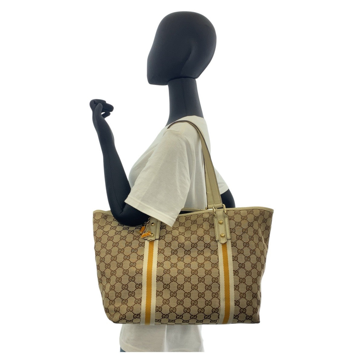 16532
GUCCI グッチ シェリーライン ベージュ アイボリー ゴールド金具 GGキャンバス / レザー 139260 トートバッグ ショルダーバッグ  レディース
