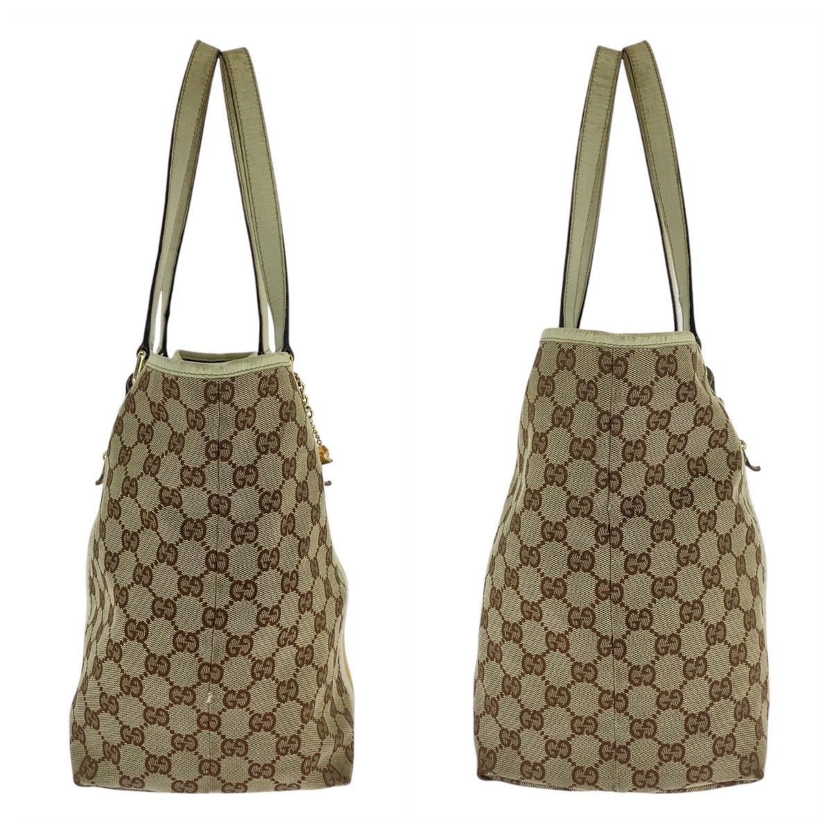 16532
GUCCI グッチ シェリーライン ベージュ アイボリー ゴールド金具 GGキャンバス / レザー 139260 トートバッグ ショルダーバッグ  レディース