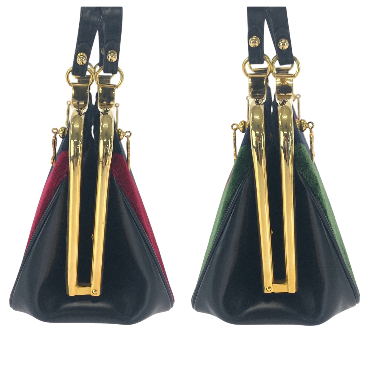 16534
Roberta di Camerino ロベルタ ディ カメリーノ ヴィンテージ ブラック 黒 グリーン レッド ゴールド金具 ベロア ハンドバッグ  レディース A33