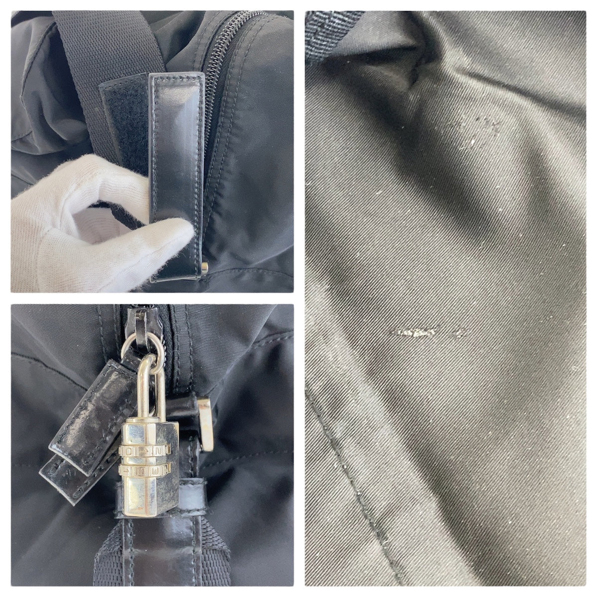 16536
PRADA プラダ テスート 三角ロゴプレート ブラック 黒 シルバー金具 ナイロン ボストンバッグ ショルダーバッグ 男女兼用  レディース AB43