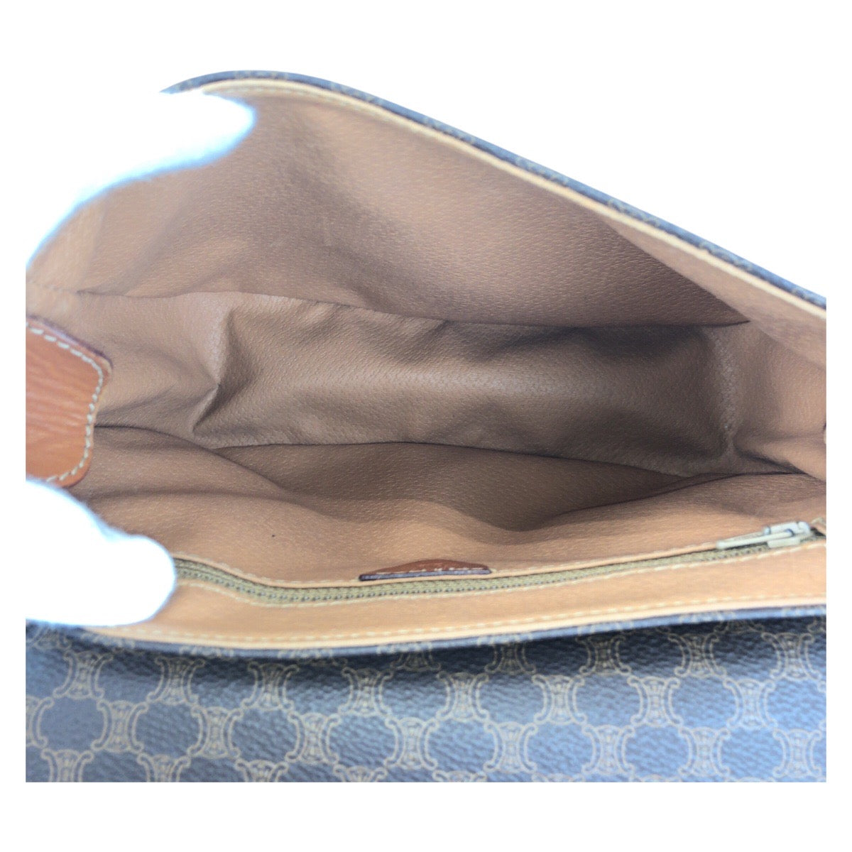 16537
CELINE セリーヌ マカダム ブラウン ゴールド金具 PVC / レザー M13 ショルダーバッグ ポシェット  レディース AB14