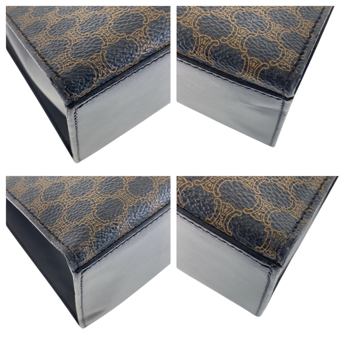 16538
CELINE セリーヌ マカダム ブラウン ゴールド金具 PVC MC97/2 ハンドバッグ  レディース ABP54