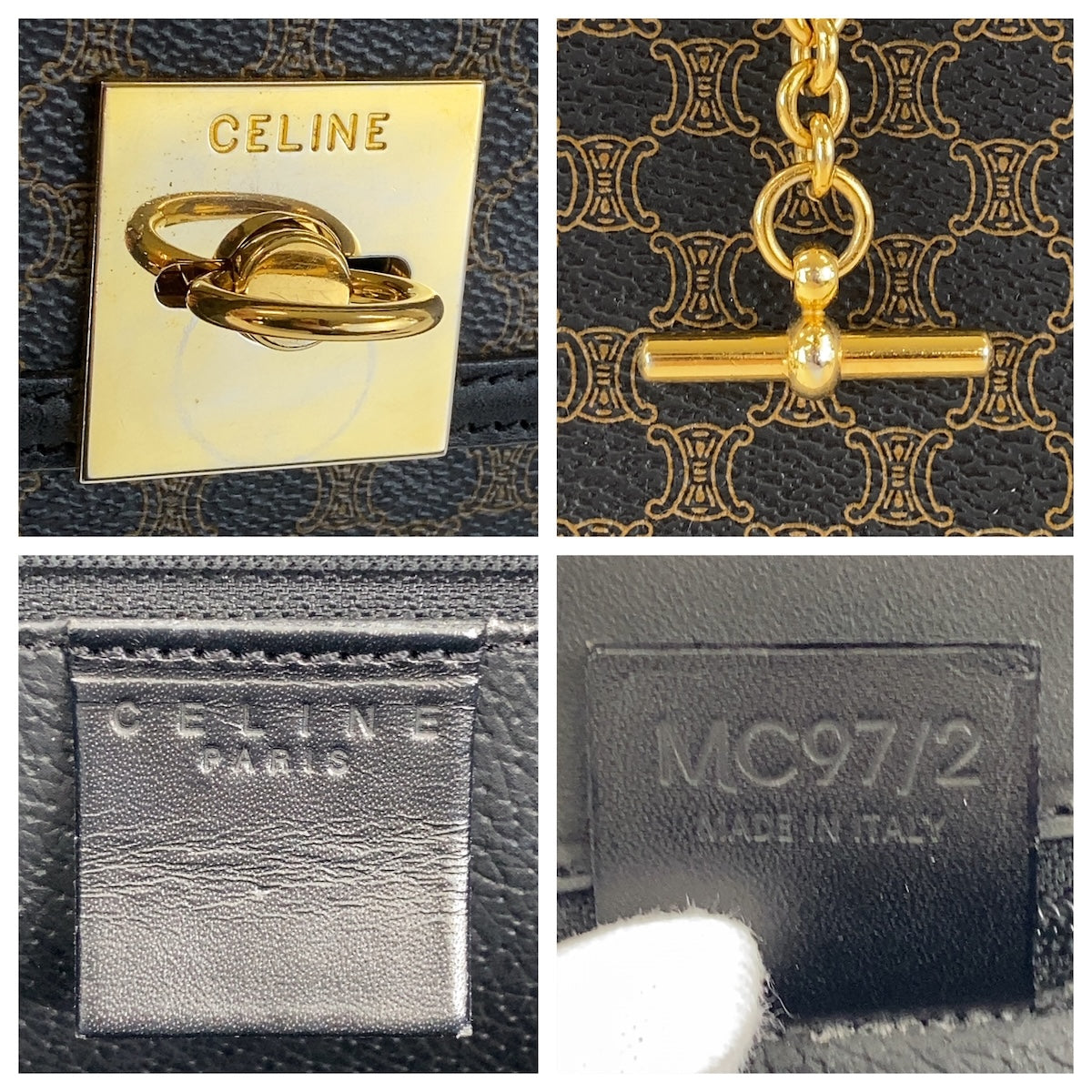 16538
CELINE セリーヌ マカダム ブラウン ゴールド金具 PVC MC97/2 ハンドバッグ  レディース ABP54