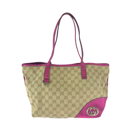16540
GUCCI グッチ ニューブリット ベージュ ピンク ゴールド金具 GGキャンバス 169946 トートバッグ ショルダーバッグ  レディース ABP39