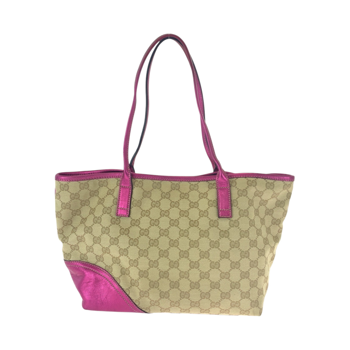 16540
GUCCI グッチ ニューブリット ベージュ ピンク ゴールド金具 GGキャンバス 169946 トートバッグ ショルダーバッグ  レディース ABP39