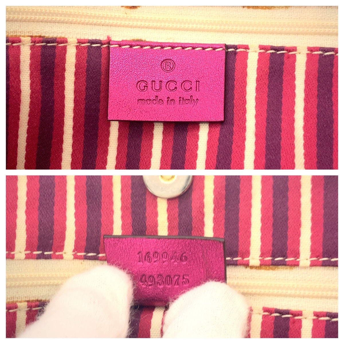 16540
GUCCI グッチ ニューブリット ベージュ ピンク ゴールド金具 GGキャンバス 169946 トートバッグ ショルダーバッグ  レディース ABP39