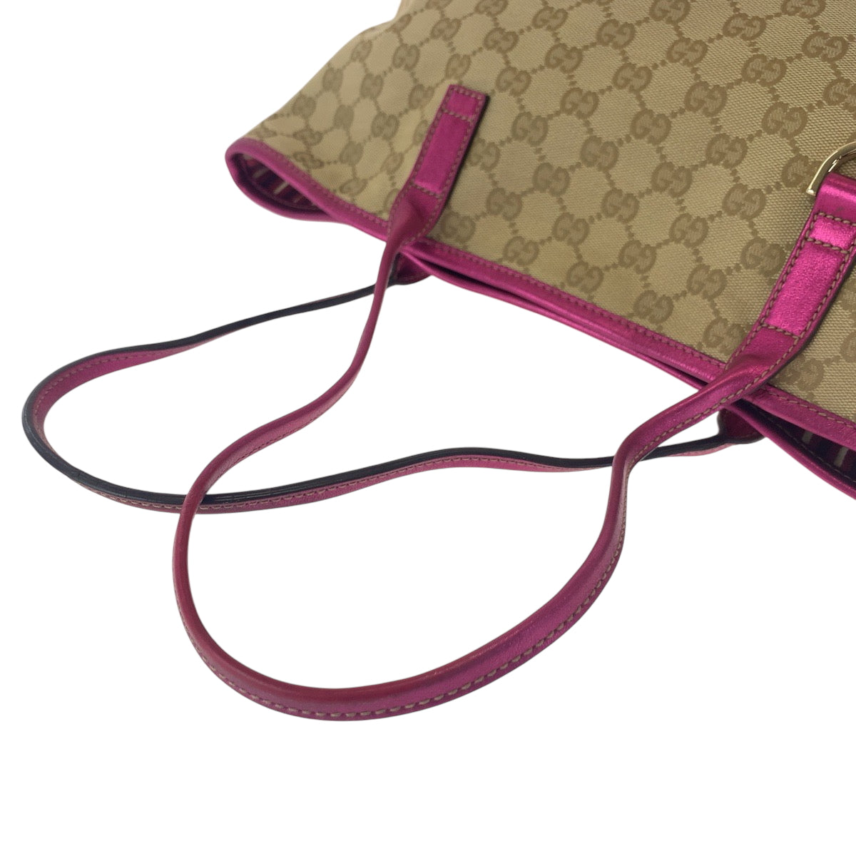 16540
GUCCI グッチ ニューブリット ベージュ ピンク ゴールド金具 GGキャンバス 169946 トートバッグ ショルダーバッグ  レディース ABP39