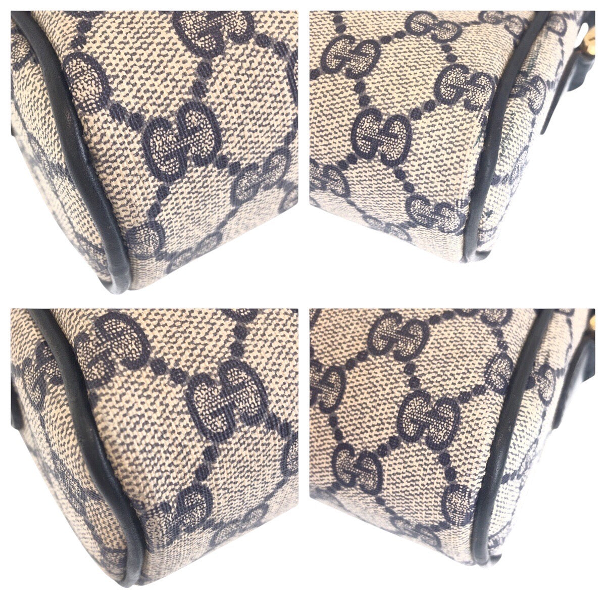 16541
GUCCI グッチ ヴィンテージ シェリーライン オールドグッチ グレー ネイビー ゴールド金具 GGスプリームキャンバス / レザー 010 378 ショルダーバッグ ポシェット  レディース AB40