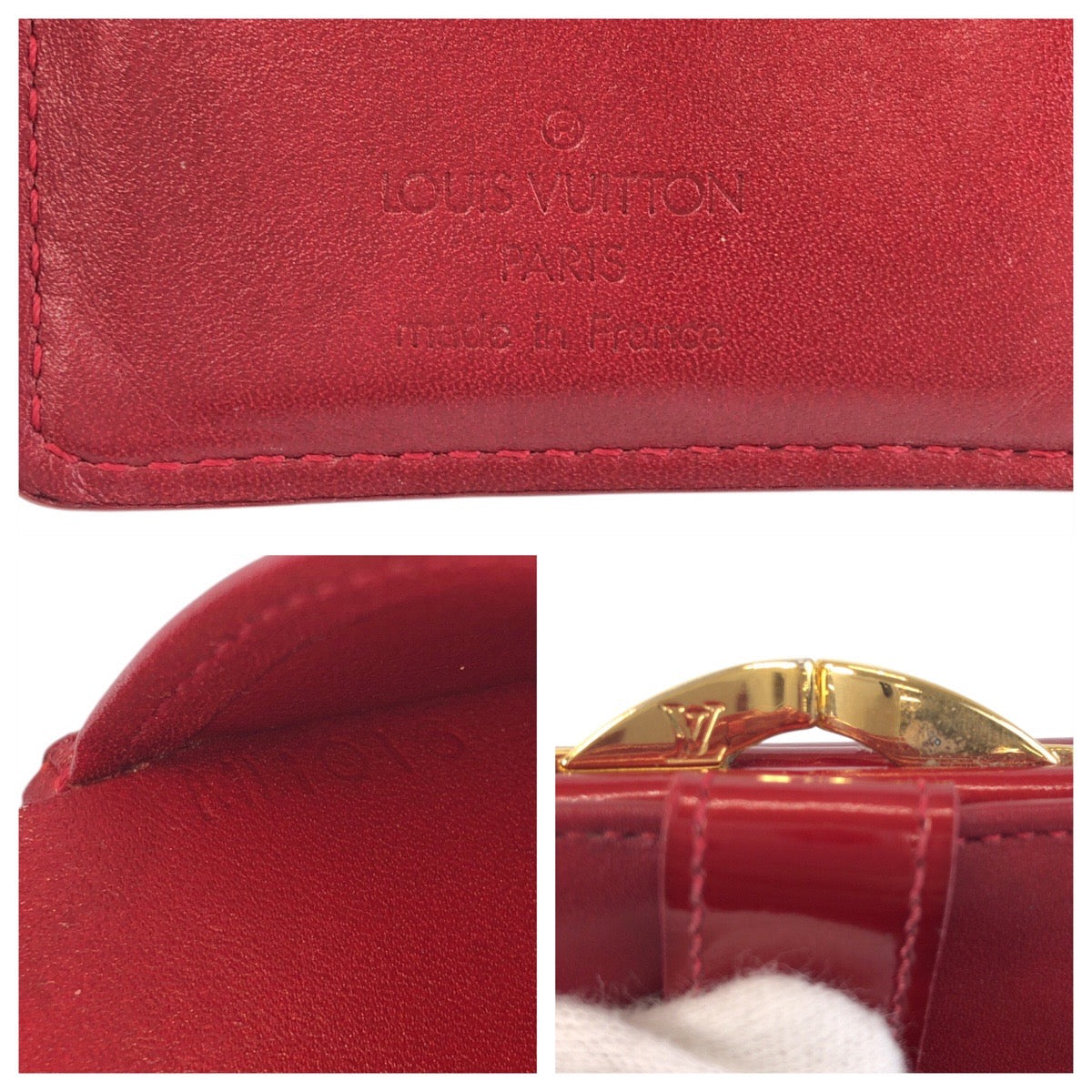 16542
LOUIS VUITTON ルイヴィトン ヴェルニ ポルトフォイユ ヴィエノワ レッド ゴールド金具 エナメル M93528 折財布 コンパクトウォレット  レディース