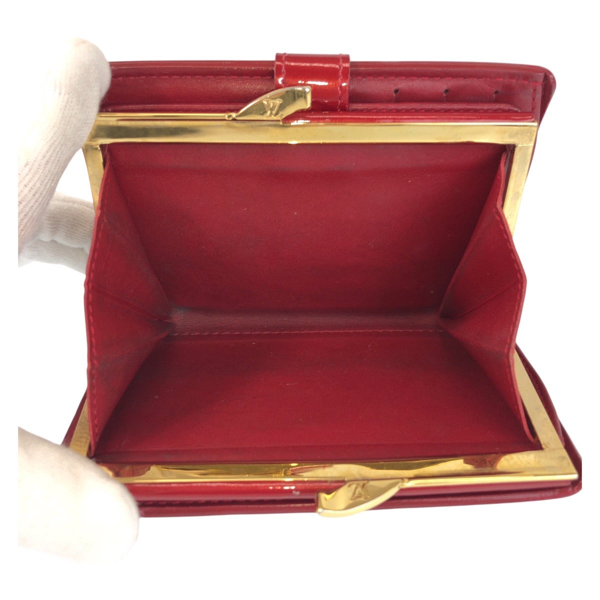 16542
LOUIS VUITTON ルイヴィトン ヴェルニ ポルトフォイユ ヴィエノワ レッド ゴールド金具 エナメル M93528 折財布 コンパクトウォレット  レディース