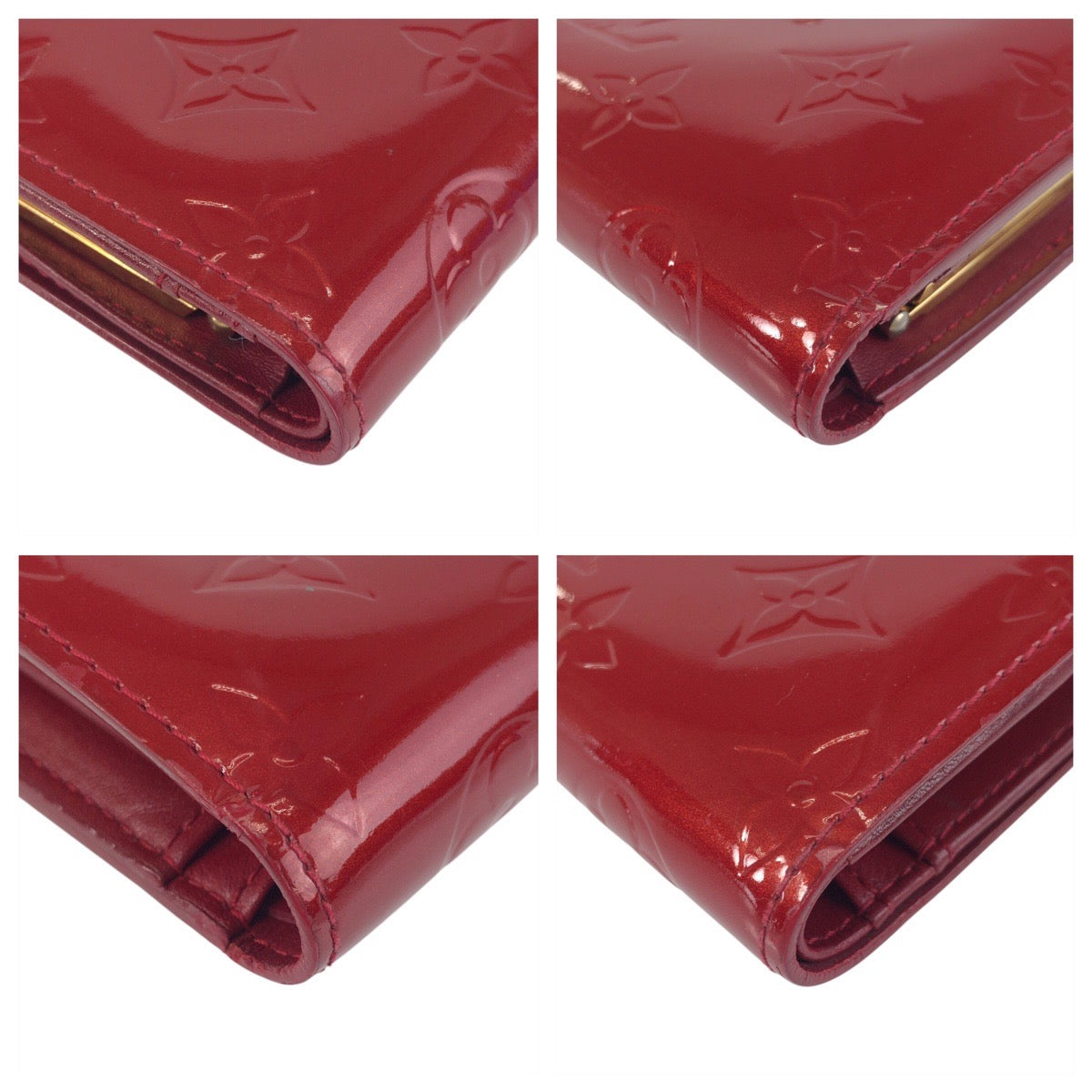 16542
LOUIS VUITTON ルイヴィトン ヴェルニ ポルトフォイユ ヴィエノワ レッド ゴールド金具 エナメル M93528 折財布 コンパクトウォレット  レディース