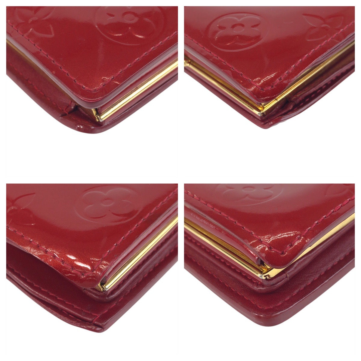 16542
LOUIS VUITTON ルイヴィトン ヴェルニ ポルトフォイユ ヴィエノワ レッド ゴールド金具 エナメル M93528 折財布 コンパクトウォレット  レディース