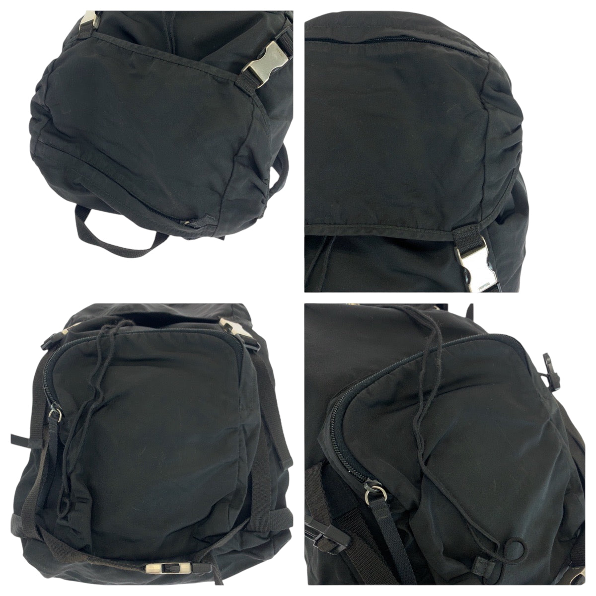 16544
PRADA プラダ テスート 三角ロゴプレート ブラック 黒 シルバー金具 ナイロン V135 リュックサック バックパック  メンズ