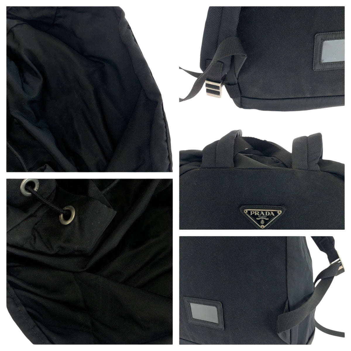 16544
PRADA プラダ テスート 三角ロゴプレート ブラック 黒 シルバー金具 ナイロン V135 リュックサック バックパック  メンズ