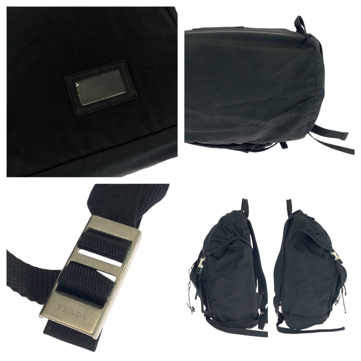16544
PRADA プラダ テスート 三角ロゴプレート ブラック 黒 シルバー金具 ナイロン V135 リュックサック バックパック  メンズ