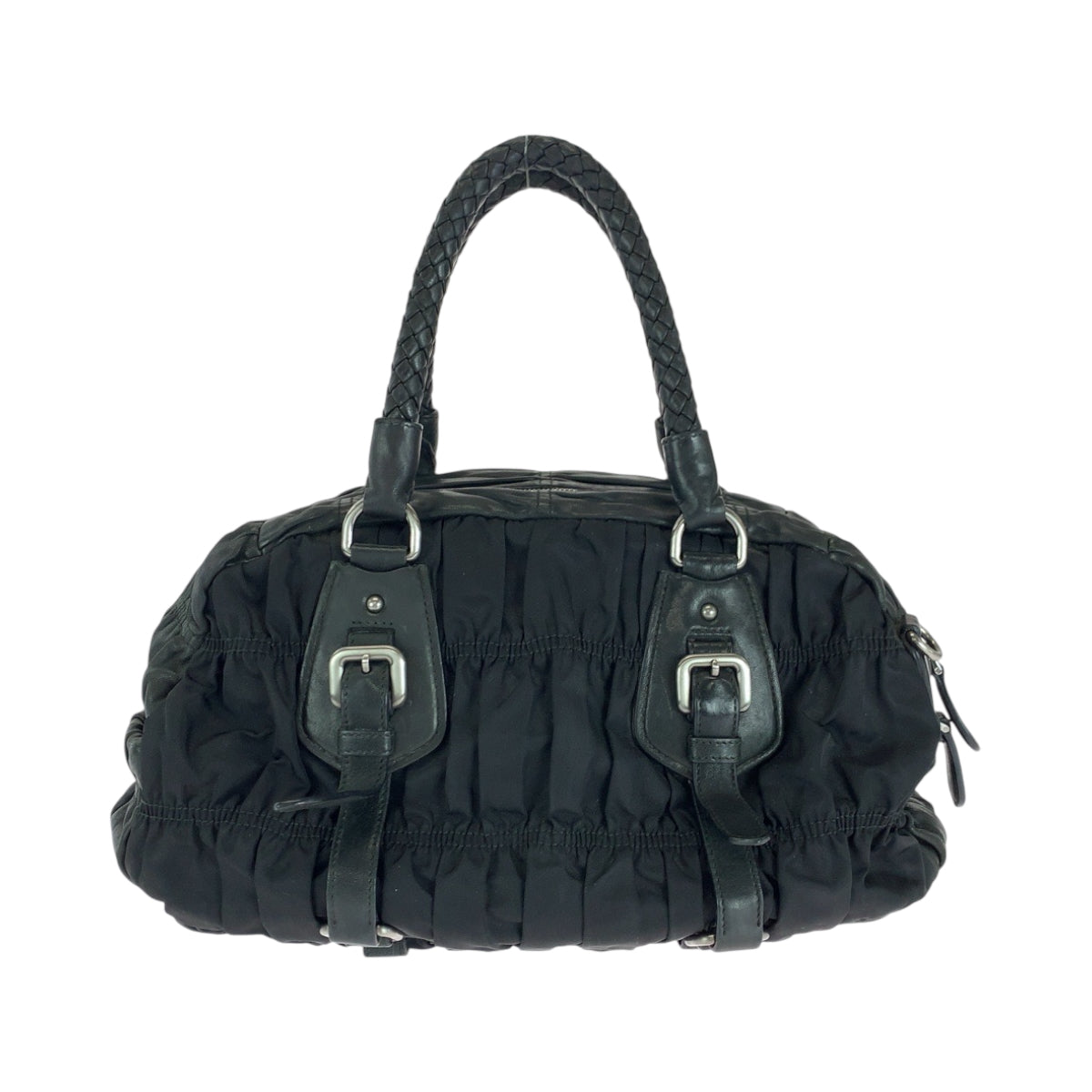 16545
PRADA プラダ テスート 三角ロゴプレート ブラック 黒 シルバー金具 ナイロン ハンドバッグ ショルダーバッグ  レディース ABP42