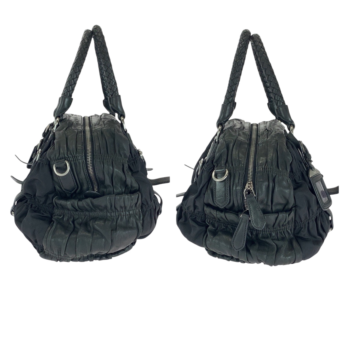 16545
PRADA プラダ テスート 三角ロゴプレート ブラック 黒 シルバー金具 ナイロン ハンドバッグ ショルダーバッグ  レディース ABP42