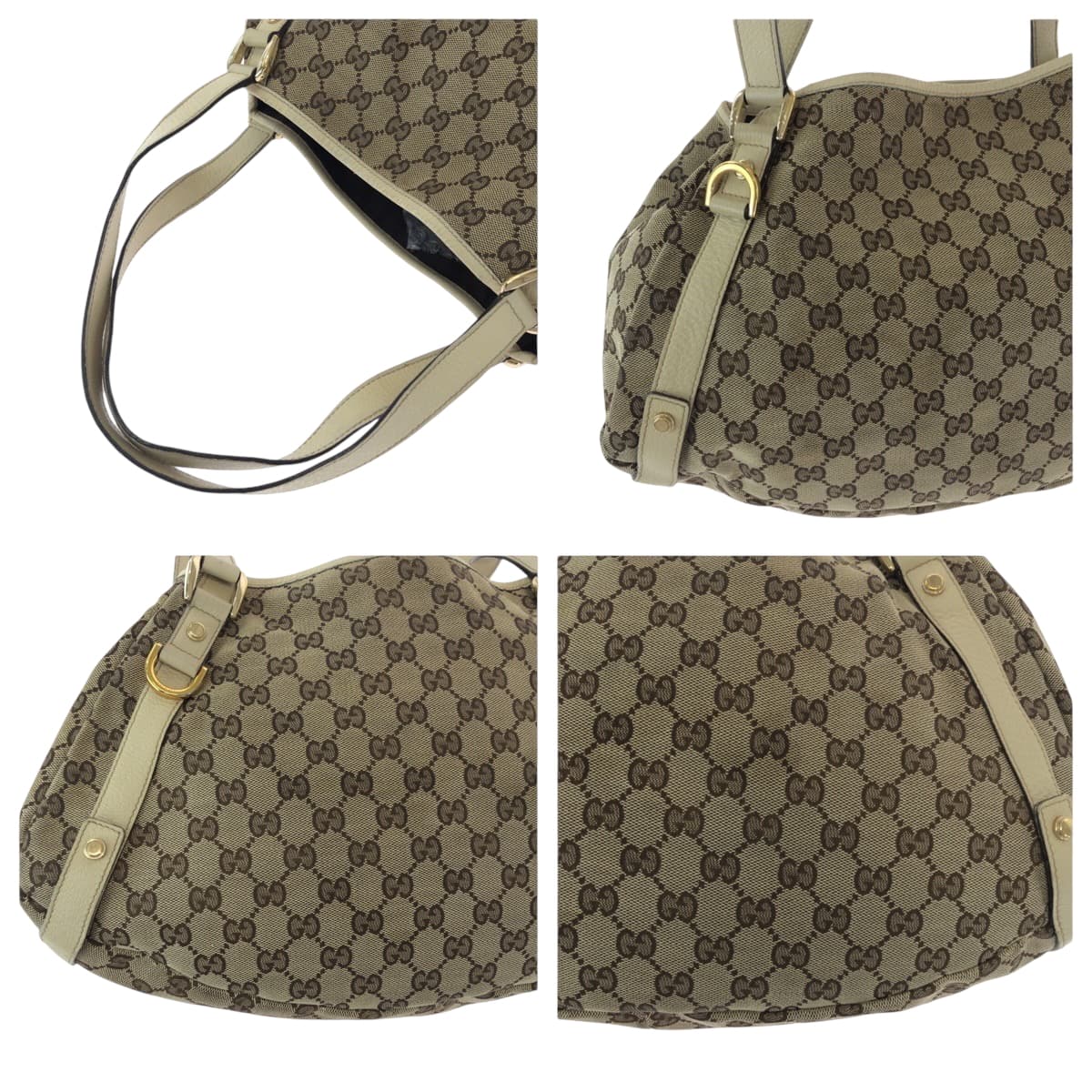 16547
GUCCI グッチ ベージュ アイボリー ゴールド金具 GGキャンバス トートバッグ ショルダーバッグ  レディース