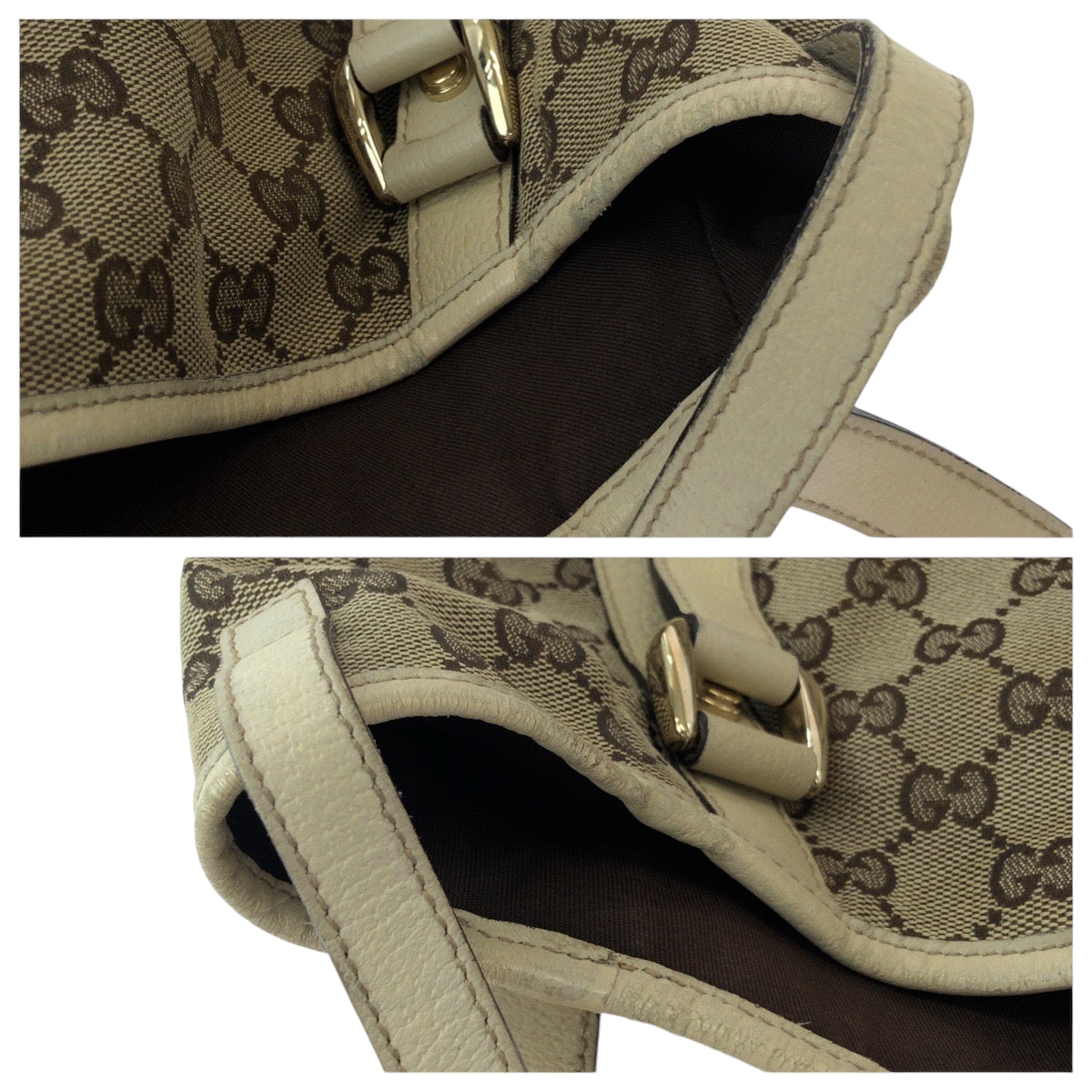 16547
GUCCI グッチ ベージュ アイボリー ゴールド金具 GGキャンバス トートバッグ ショルダーバッグ  レディース